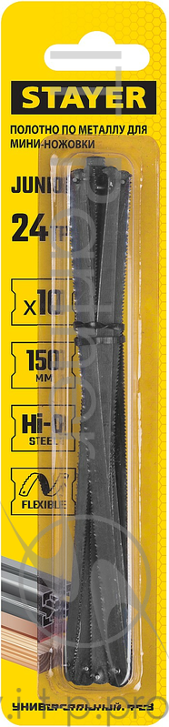Универсальное полотно STAYER Junior 1565-S10_z02 для мини-ножовки 150 мм, 24 TPI, металл, пластик, дерево, 10 шт