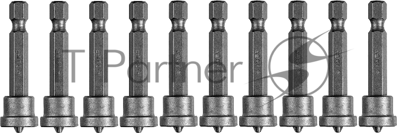 Бита ЗУБР МАСТЕР Phillips, с ограничителем, 50 мм, тип хвостовика E 1/4, Cr-V, 10 шт в слайде