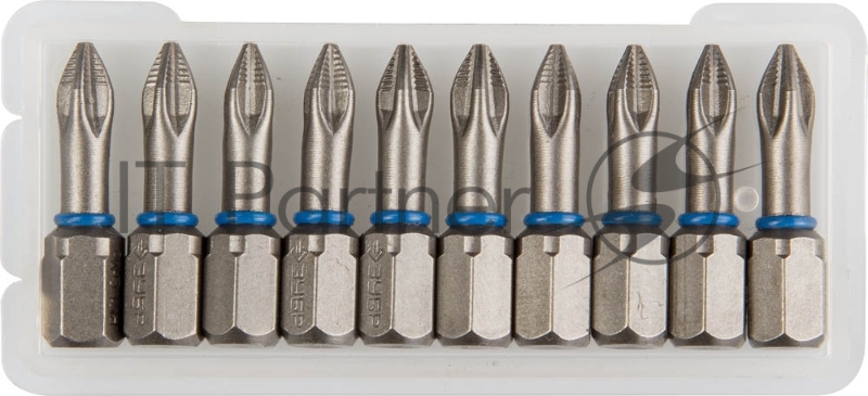 Биты ЗУБР ЭКСПЕРТ торсионные кованые, обточенные, хромомолибденовая сталь, тип хвостовика C 1/4, PH1, 25мм, 10шт