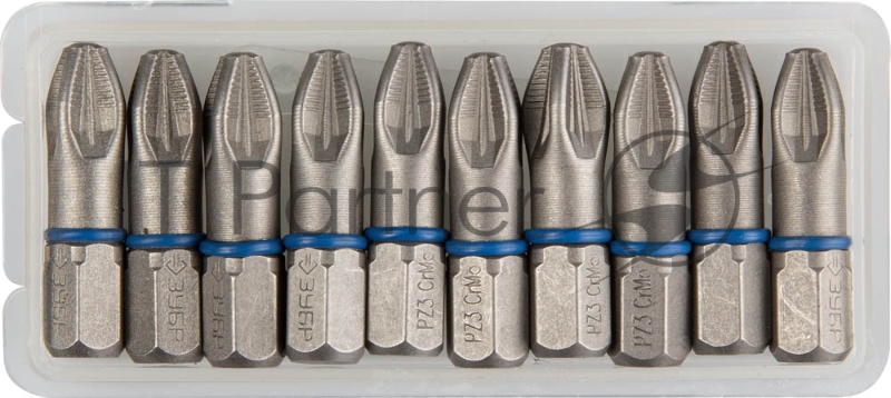 Биты ЗУБР ЭКСПЕРТ торсионные кованые, обточенные, хромомолибденовая сталь, тип хвостовика C 1/4, PZ3, 25мм, 10шт