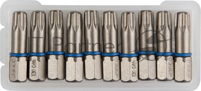 Биты ЗУБР ЭКСПЕРТ торсионные кованые, обточенные, хромомолибденовая сталь, тип хвостовика C 1/4, T30, 25мм, 10шт