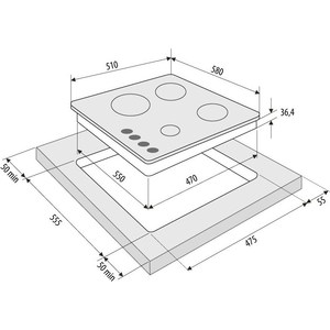 Газовая варочная поверхность FORNELLI PGA 60 GRAZIA IVORY бронза