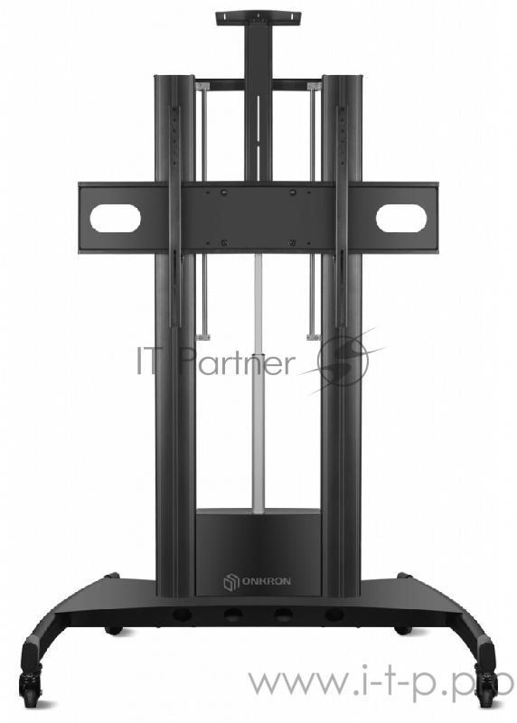 Мобильная стойка ONKRON на 1 ТВ Мобильная стойка ONKRON на 1 ТВ/ 55-100 от 200х200 до 1000х600, макс нагр 136кг, высота 1230-1723 мм, кабель-канал, 2 регулируемые полки, ПДУ, ЭЛЕКТРОПРИВОД РЕГУЛИРОВКИ ПО ВЫСОТЕ, черная