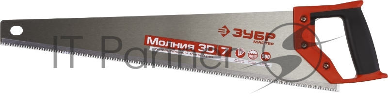 Ножовка универсальная (пила) ЗУБР МОЛНИЯ-3D 500 мм, 7TPI, 3D зуб, точный рез вдоль и поперек волокон, для средних заготовок из всех видов материалов