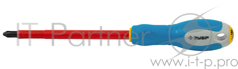 Отвертка Cr-V ЗУБР ПРОФИ ЭЛЕКТРИК 25262-3-150, трехкомпонент рукоятка, высоковольтная до ~1000В, PH №3, 150 мм