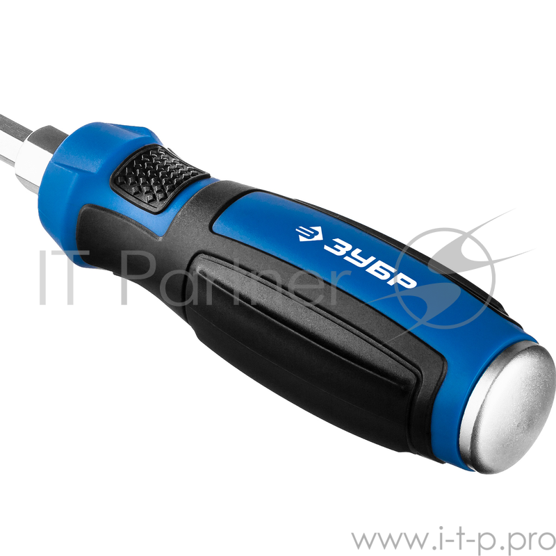 Отвертка ударная ЗУБР Профессионал УДАРНИК 25271-6, сквозной Cr-V стержень, SL6 x 100 мм, усилитель под ключ, магнитный наконечник, двухкомп. рукоятка