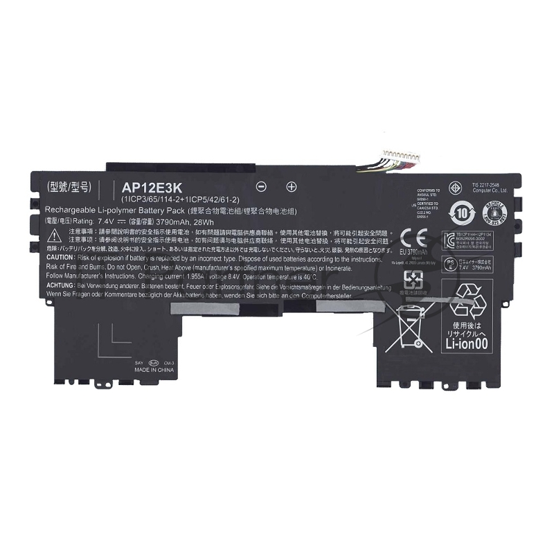 Аккумулятор для Acer Aspire S7-191, (AP12E3K), 28Wh, 7.4V, 3790mAh, Acer