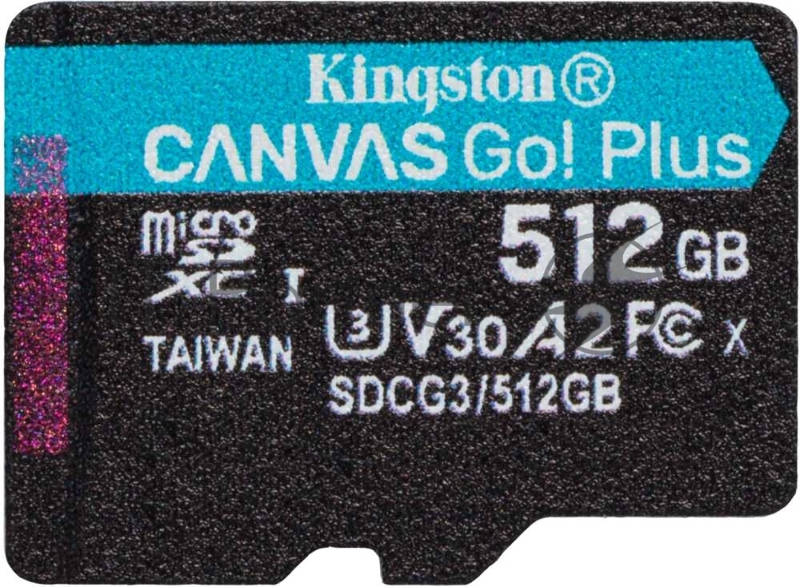 Флеш карта microSD 512GB Kingston microSDXC Class 10 UHS-I U3 V30 Canvas Go Plus 170MB/s