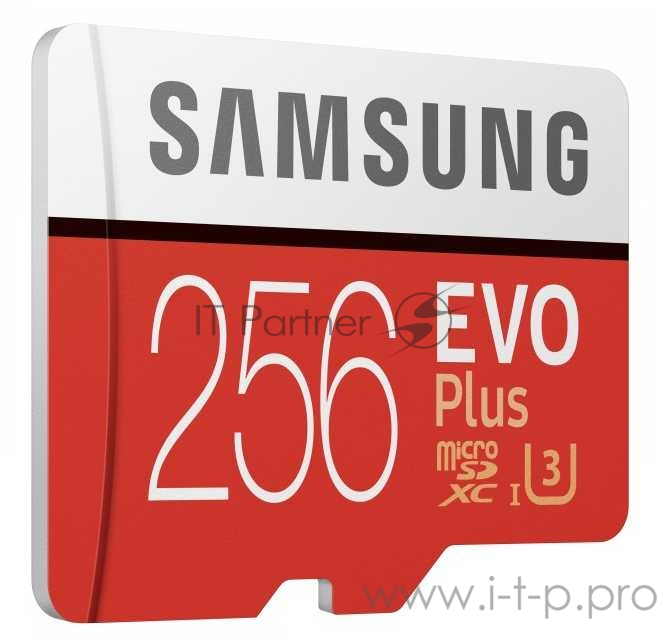 Флеш карта microSD 256GB SAMSUNG EVO PLUS microSDXC Class 10, UHS-I, U3 (SD адаптер) 90MB/s,100MB/s