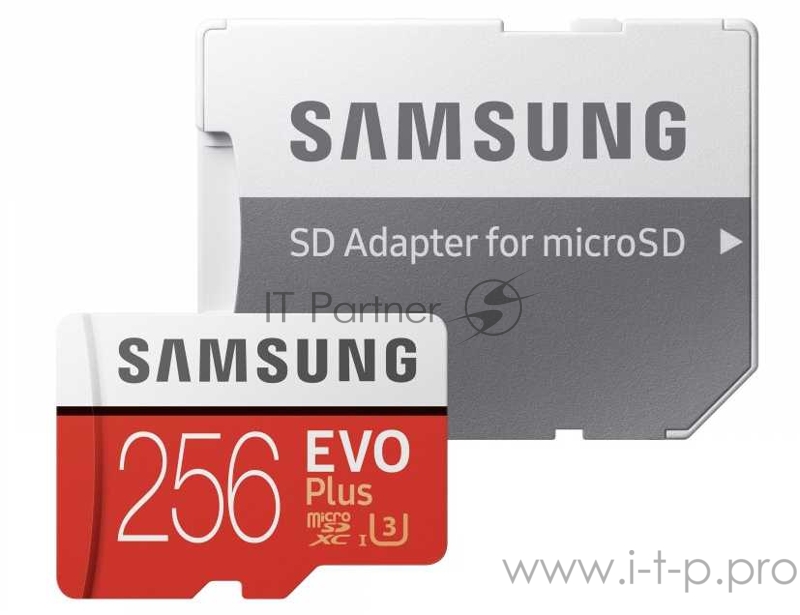 Флеш карта microSD 256GB SAMSUNG EVO PLUS microSDXC Class 10, UHS-I, U3 (SD адаптер) 90MB/s,100MB/s