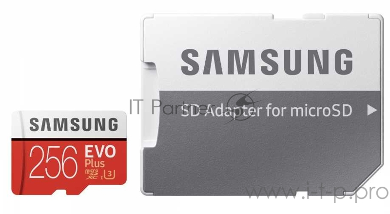 Флеш карта microSD 256GB SAMSUNG EVO PLUS microSDXC Class 10, UHS-I, U3 (SD адаптер) 90MB/s,100MB/s