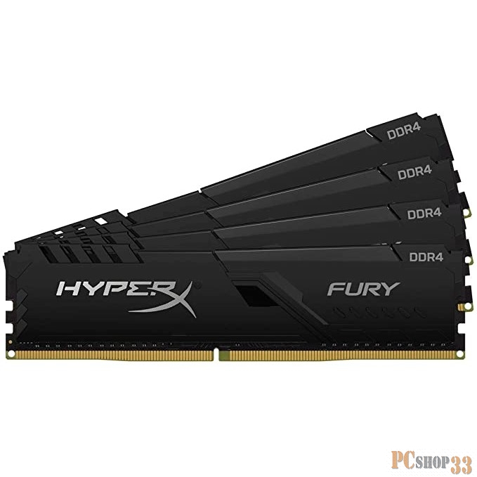 DDR 4 DIMM 64Gb PC27733, 3466Mhz, Kingston HyperX FURY Black CL17 (Kit of 4) (HX434C17FB4K4/64) (retail)