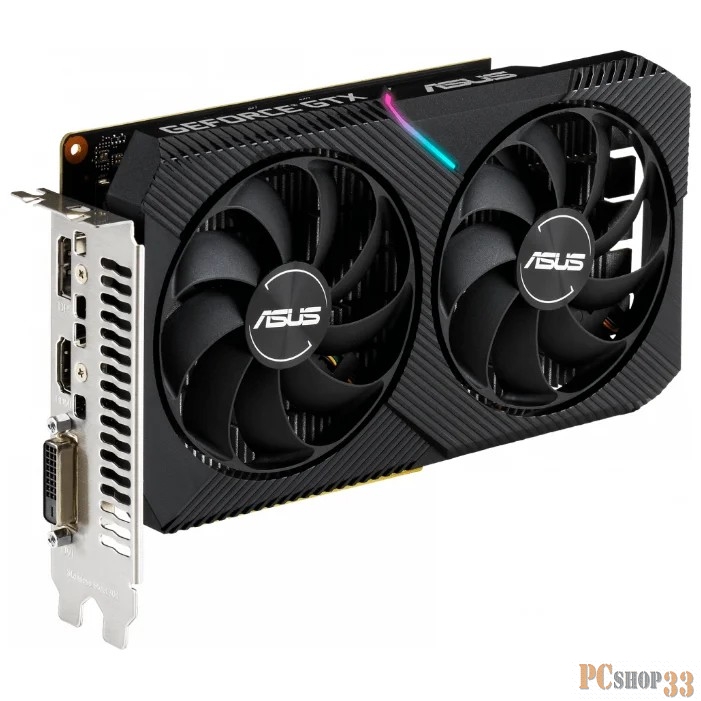 Видеокарта Asus PCI-E DUAL-GTX1650-O4GD6-MINI NVIDIA GeForce GTX 1650 4096Mb 128 GDDR6 1410/6001 DVIx1/HDMIx1/DPx1/HDCP Ret