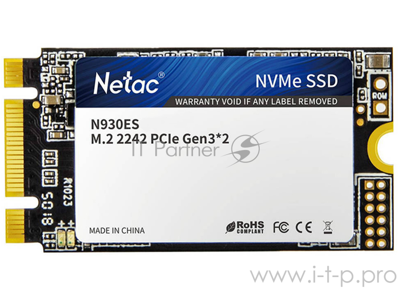 SSD M.2 2242 Netac 128Gb N930ES Series <NT01N930ES-128G-E2X> Retail (PCI-E 3.1 x2, up to 1650/635MBs, 3D TLC, NVMe 1.3, 22х42mm)