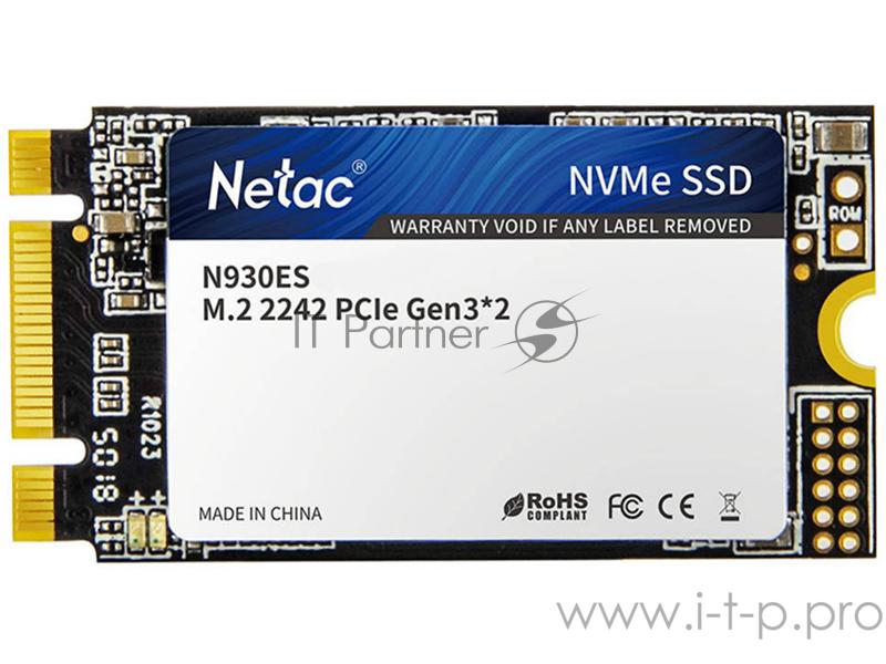 SSD M.2 2242 Netac 512Gb N930ES Series <NT01N930ES-512G-E2X> Retail (PCI-E 3.1 x2, up to 1650/1500MBs, 3D TLC, NVMe 1.3, 22х42mm)