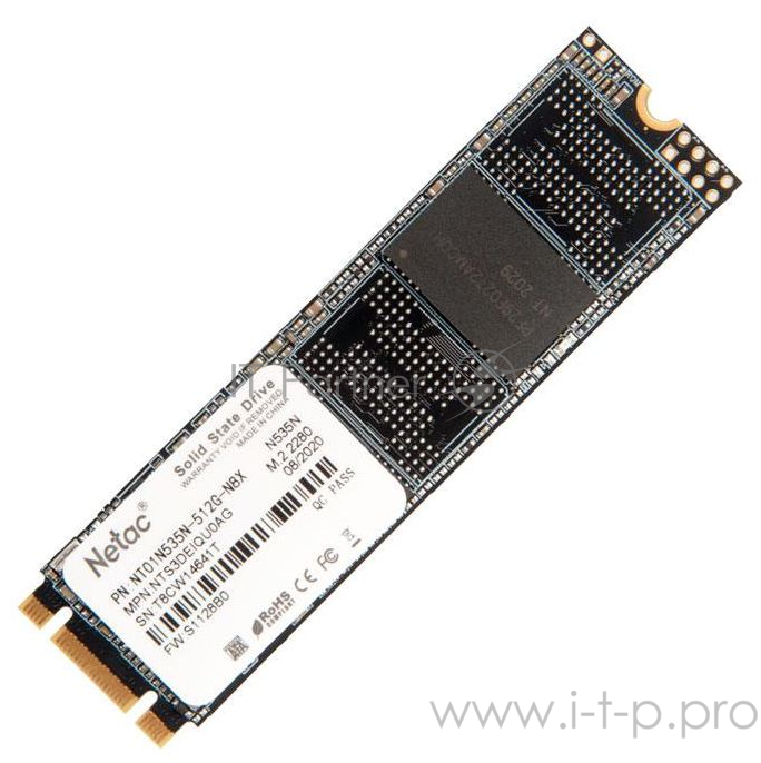 SSD M.2 Netac 512Gb N535N Series <NT01N535N-512G-N8X> Retail (SATA3, up to 540/490MBs, 3D TLC, 22х80mm)