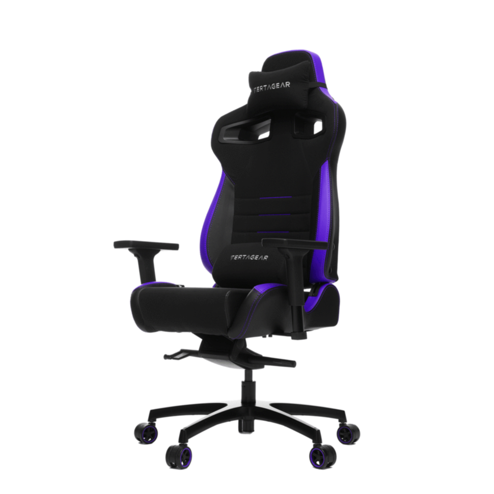 Игровое кресло Vertagear PL4500 чёрно-фиолетовое (Coffee Fiber, LED, регулируемый угол наклона, механизм качания)
