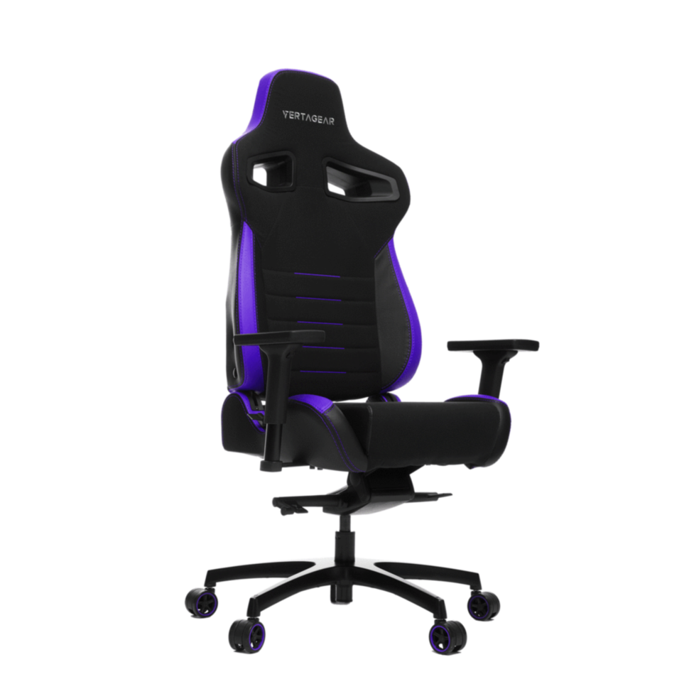 Игровое кресло Vertagear PL4500 чёрно-фиолетовое (Coffee Fiber, LED, регулируемый угол наклона, механизм качания)