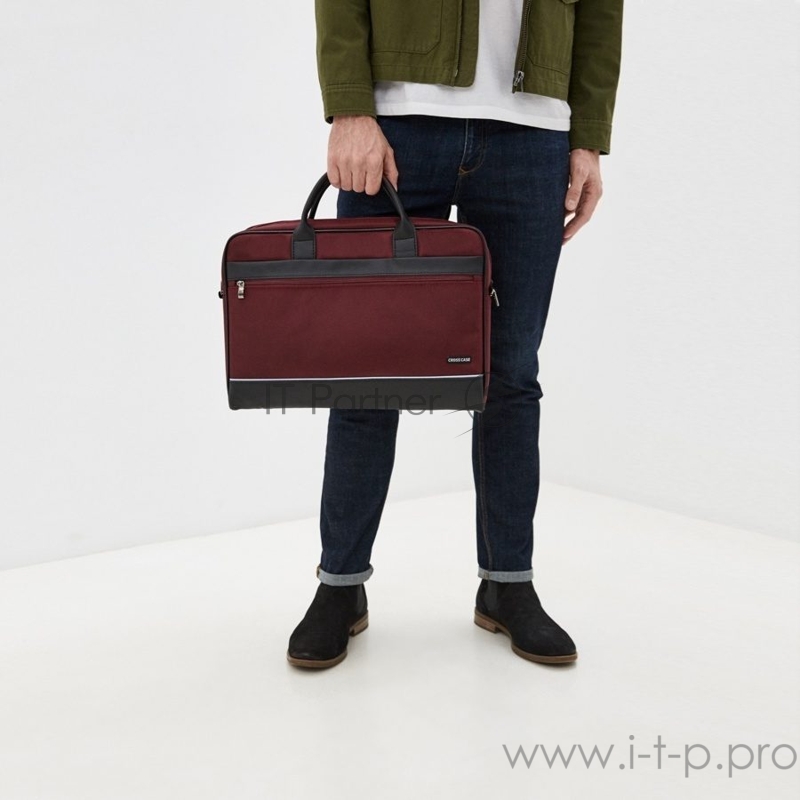 CROSS CASE CC17-014 Сумка для ноутбука чёрно-бордовая (17.3, нейлон, искусственная кожа)