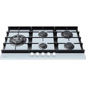 Газовая варочная поверхность HIBERG VM 9055 W ШхГхВ: 87,4*51*10 см электроподжиг решетка: чугунная WOK конфорка цвет поверхности: белоее закаленное стекло цвет ручек: серебристый