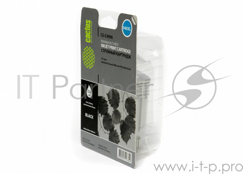 Расходные материалы Cactus C4906A Картридж струйный CS-C4906 №940XL черный для HP DJ Pro 8000/8500 (72мл)