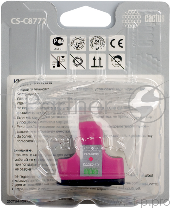 Расходные материалы CACTUS C8772 Картридж струйный Cactus CS-C8772 пурпурный для №177 HP PhotoSmart 3213/3313/8253/C5183 (11,4ml)