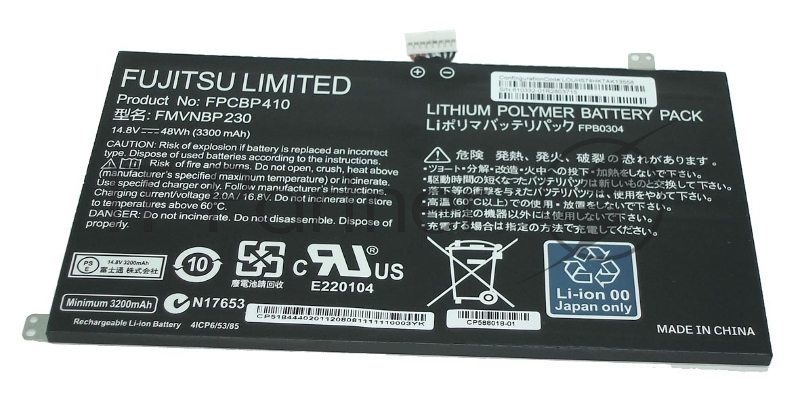 Аккумулятор для Fujitsu Lifebook U554, U574, (FPCBP410, FMVNBP230), 3300mAh, 14.8V, Fujitsu