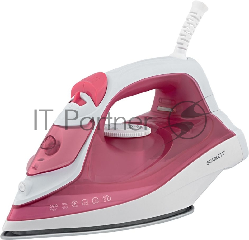 Утюг Scarlett SC-SI30K56 (розовый)Мощность, Вт: 2400 Световой индикатор работы: Да Регулируемый пар до г/мин: 35 Паровой удар до г/мин: 140 Резервуар для воды, мл: 280 Функция разбрызгивания воды: Да Терморегулятор: Да Вертикальное отпаривание: Да Ре