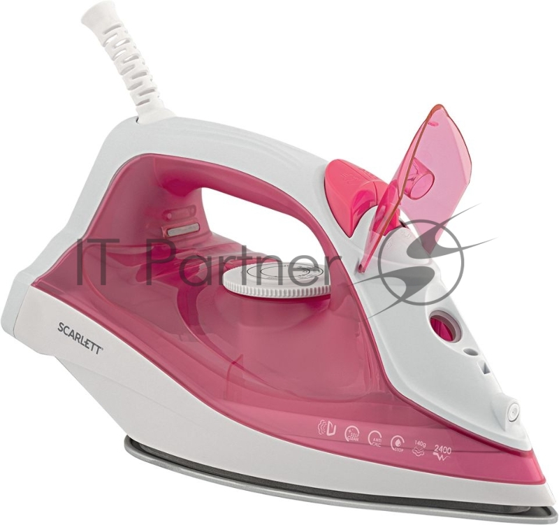 Утюг Scarlett SC-SI30K56 (розовый)Мощность, Вт: 2400 Световой индикатор работы: Да Регулируемый пар до г/мин: 35 Паровой удар до г/мин: 140 Резервуар для воды, мл: 280 Функция разбрызгивания воды: Да Терморегулятор: Да Вертикальное отпаривание: Да Ре