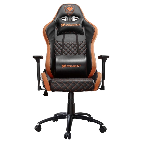 Кресло геймерское Cougar Rampart black/orange (эко-кожа, регулируемый угол наклона, механизм качания)