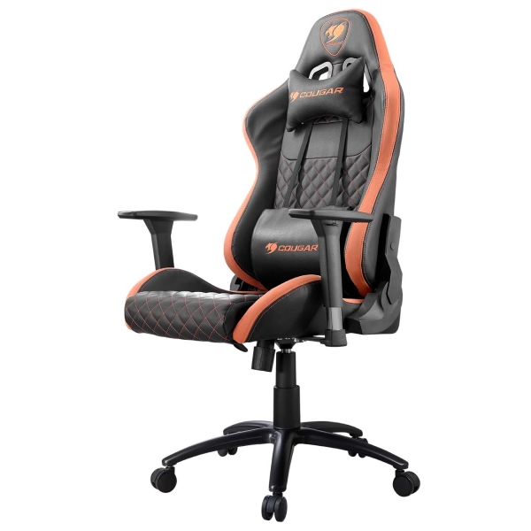 Кресло геймерское Cougar Rampart black/orange (эко-кожа, регулируемый угол наклона, механизм качания)