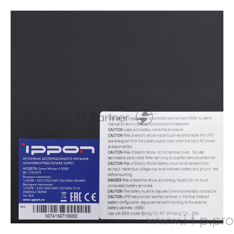 Источник бесперебойного питания Ippon Smart Winner II 2000 1800Вт 2000ВА черный