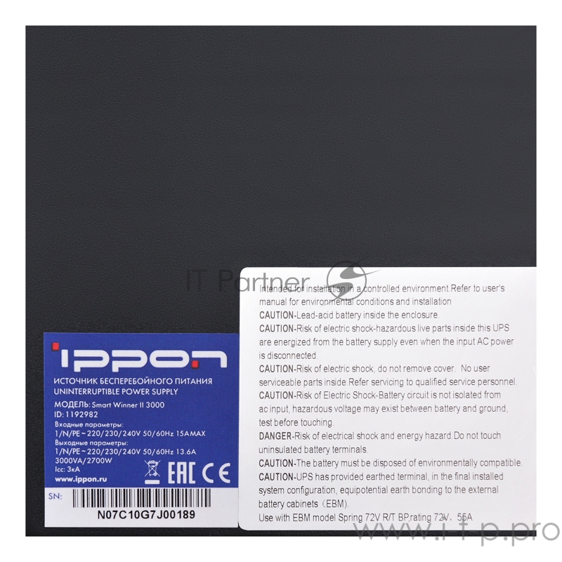 Источник бесперебойного питания Ippon Smart Winner II 3000 2700Вт 3000ВА черный