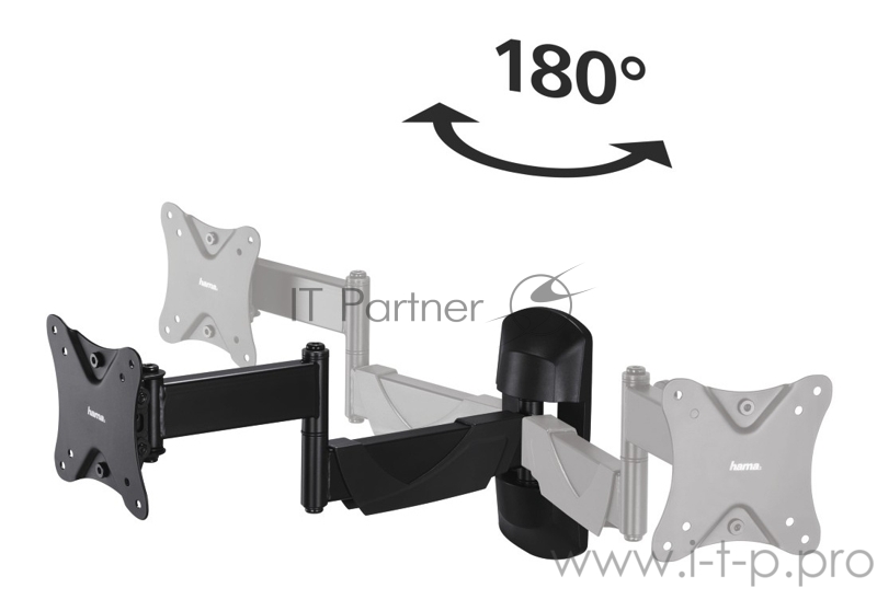 Кронштейн для телевизора Hama Fullmotion черный 10-26 макс.25кг настенный