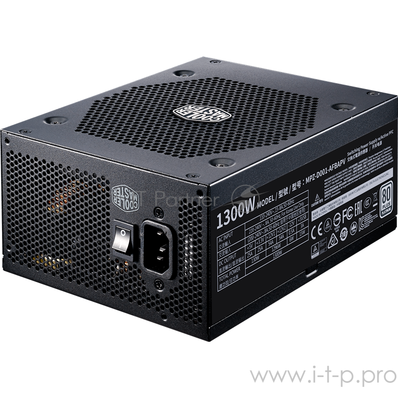 Блок питания 1300W Power Supply Cooler Master V1300, 1300W, ATX, 135mm, 16xSATA, 12xPCI-E(6+2), APFC, 80+ Platinum