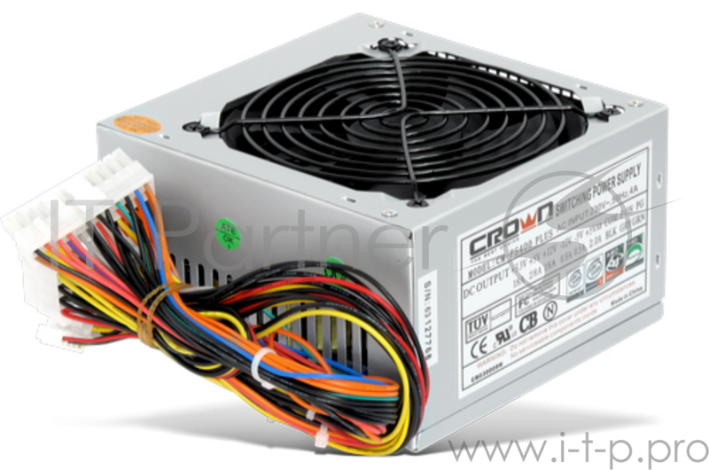 Блок питания CROWN Блок питания CM-PS400W PLUS(20+4in, 120mm FAN, SATA*2, PATA(big Molex)*4, FDD*1, 4+4pin, Lines 1x12V OEM)
