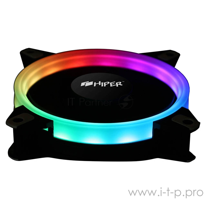 вентилятор для корпуса Single ring, RGB fan HIPER HCF1251-03, 120*120*25mm (38.5CFM, 1200RPM, 3+4PIN)