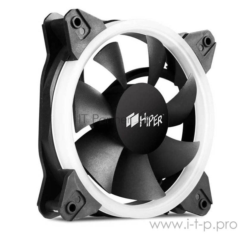 вентилятор для корпуса Single ring, RGB fan HIPER HCF1251-03, 120*120*25mm (38.5CFM, 1200RPM, 3+4PIN)