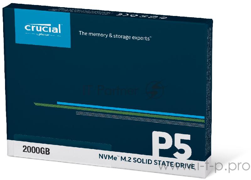 Твердотельный накопитель Crucial P5 SSD 2000GB, M.2 (2280), PCIe Gen 3.0, NVMe, R3400/W3000, 1200 TBW