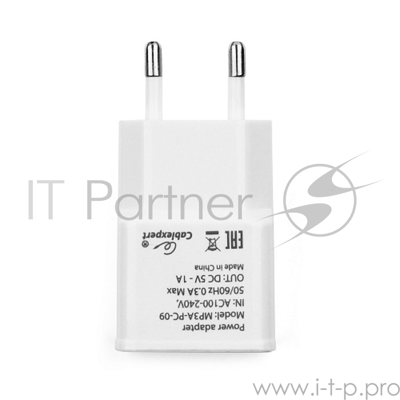 Аксессуар Cablexpert Адаптер питания 100/220V - 5V USB 1 порт, 1A, белый (MP3A-PC-09)
