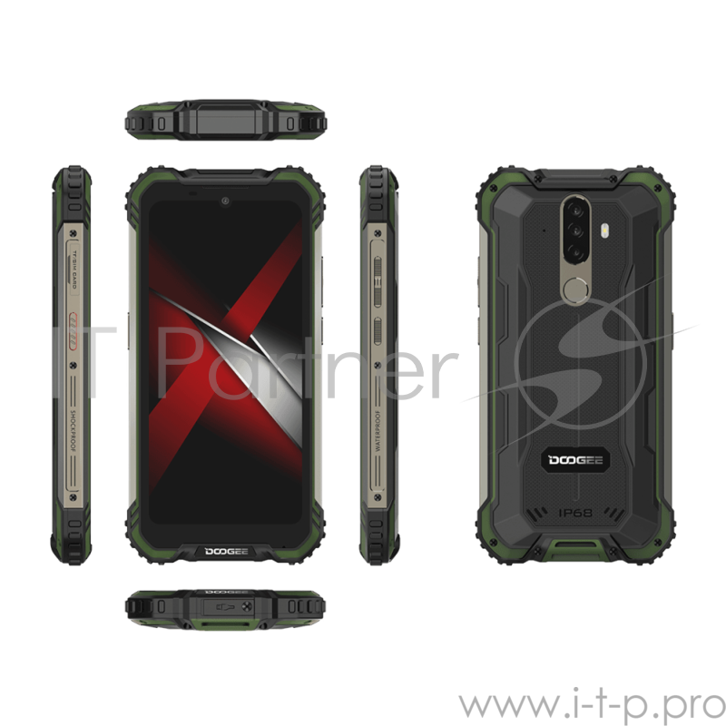 Смартфон Doogee Doogee S58 Pro Army Green, 5.71” 19:9 720 x 1520 пикселей, 4x2,0 ГГц+4x1,5 ГГц, 8 Core, 6GB RAM, 64GB, up to 256GB flash, 16 МП+ 2 МП + 2 МП/16Mpix, 2 Sim, 2G, 3G, LTE, BT v5.0, Wi-Fi, NFC, GPS, Type-C, 5180mAh, Android 10, 284 г, 162