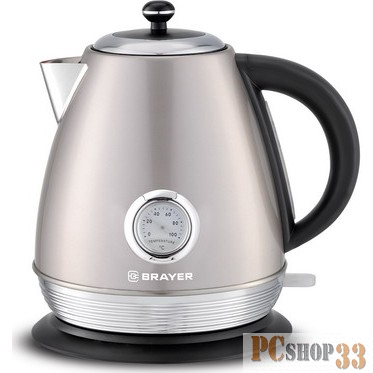 Чайник электрический BRAYER, 2200 Вт, 1,7 л, Strix, автоотключ, нержав.сталь, встроен.термом