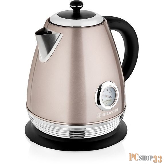 Чайник электрический BRAYER, 2200 Вт, 1,7 л, Strix, автоотключ, нержав.сталь, встроен.термом
