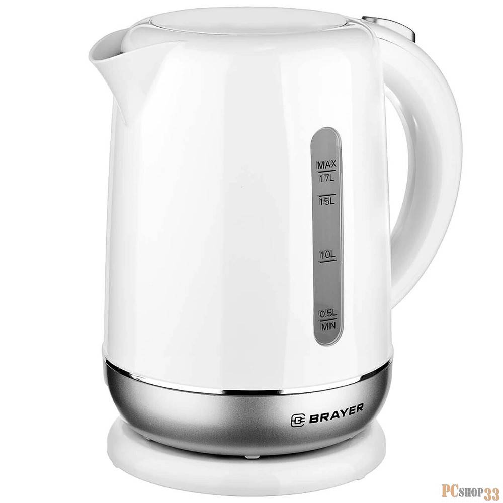 Чайник электрический BRAYER, 2200 Вт, 1,7 л, термост.пластик, автоотключ, STRIX, моющ. Фильтр