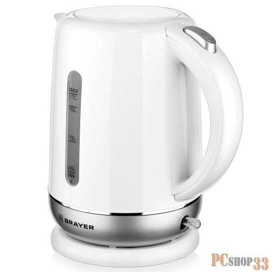 Чайник электрический BRAYER, 2200 Вт, 1,7 л, термост.пластик, автоотключ, STRIX, моющ. Фильтр