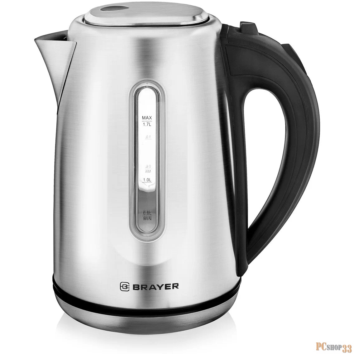 Чайник электрический BRAYER, 2200 Вт, 1,7 л, нержав.сталь, индикат. уровн. воды, автоотключ