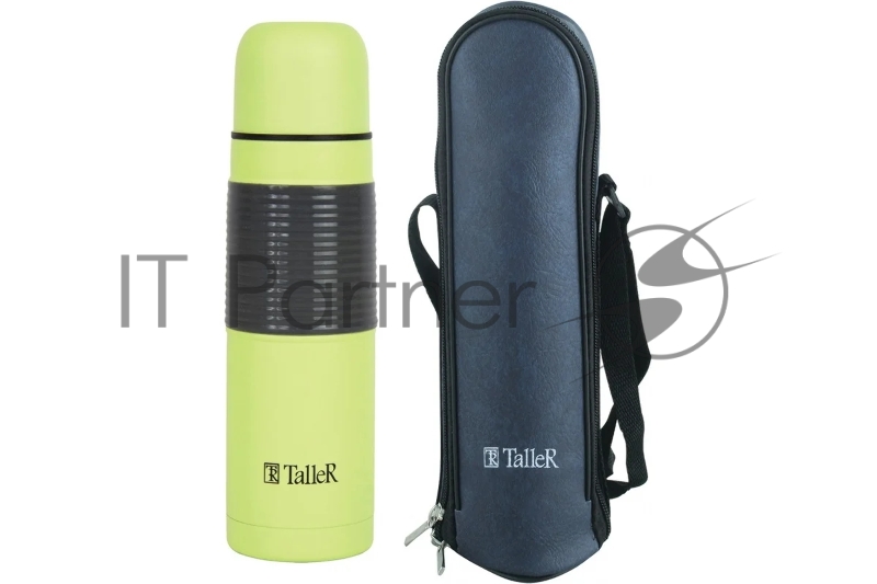 Термос TalleR, стальной 0,5 л Lester/Лестер, зеленое матовое покрытие. Кнопочный переключ.