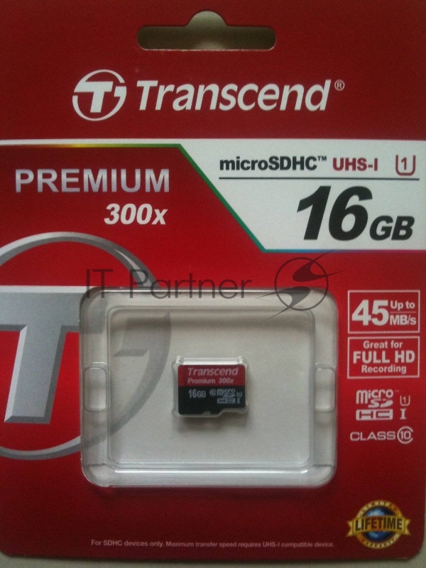 Карта памяти 16ГБ Transcend TS16GUSDCU1 microSD HC UHS-I Class10