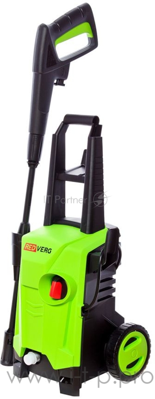 Мойка высокого давления RedVerg RD-HPW1200 220В/50Гц 1200Вт 100 бар расход воды-330л/ч темпер. воды на вх.-до 60 град шланг-5м пласт. пистолет и удлинит. насадка емкость для моющего средства вес-5,9кг
