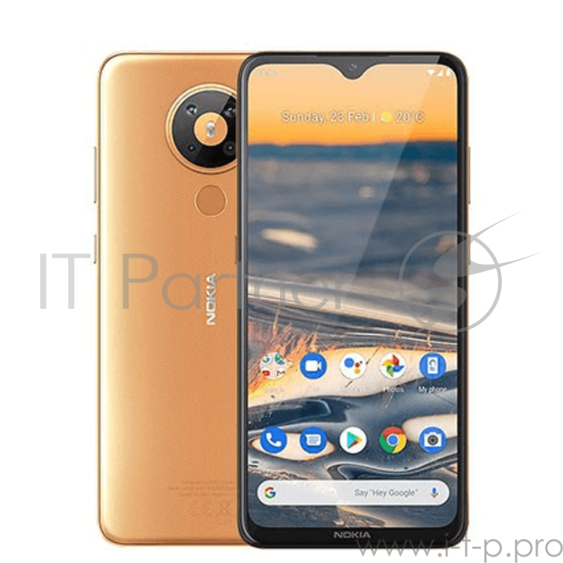 Смартфон Nokia NOKIA 5.3 TA-1234 DS 4/64 RU SAND, 6.55 1600x720, 1.8GHz, 8 Core, 4GB RAM, 64GB, up to 512GB flash, 13 МП + 2 МП + 5 МП + 2 МП/8Mpix, 2 Sim, 2G, 3G, LTE, BT v5.0, Wi-Fi, NFC, GPS, Beidou, Glonass, Type-C, 4000mAh, Android 10, 164,3 мм